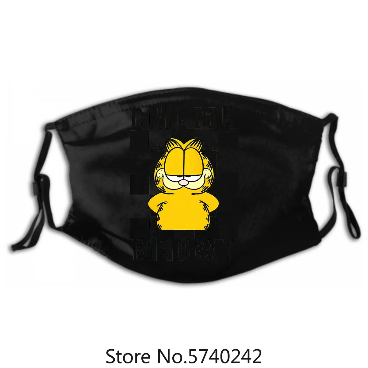 

Funny Men Mask Washable Reusable Garfield Check Me Owt Mask with PM2.5 Filters 5 Layers of Protection for Unisex Black