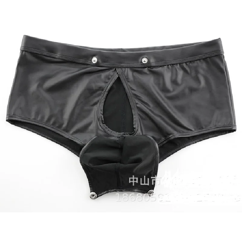 Мужское нижнее белье боксеры из искусственной кожи U образные выпуклые открытые