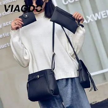 

Bags Ladies Backpack Women Leather 4Pcs/1Set Lady Shoulder Bag Handbag Tote Elegant Purse Fashion