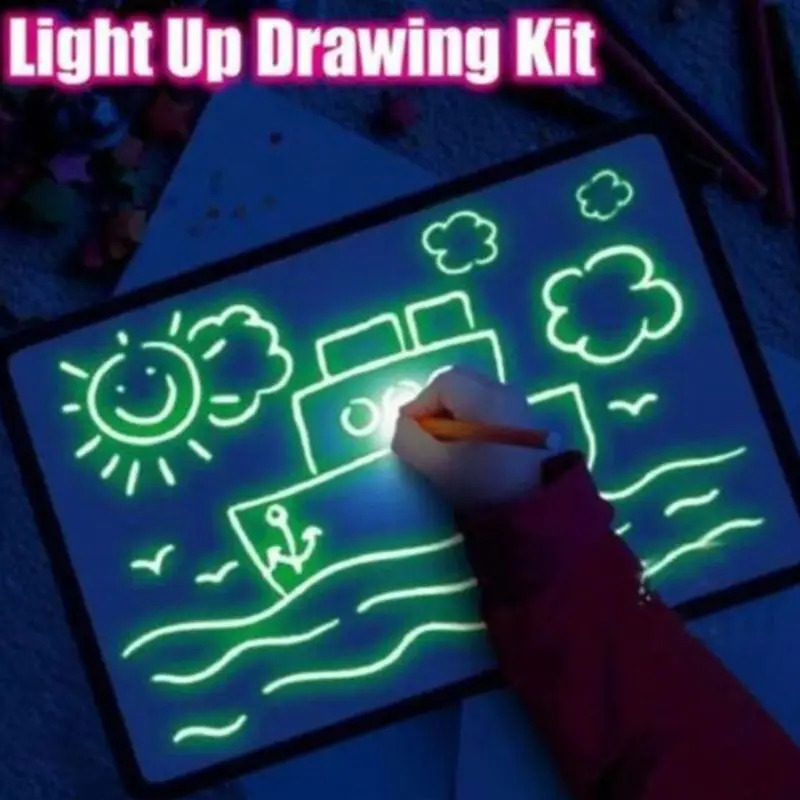 

Kids Fluorescent Drawing Board Magic Draw with Light Fun Developing Toy Gift