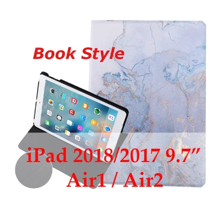 Для iPad 9,7 дюймов / жесткий чехол на заднюю панель пластик мраморный зернистый кожаный смарт-чехол для iPad Air 1/Air 2 iPad 2/3/4 - Цвет: book light blue1