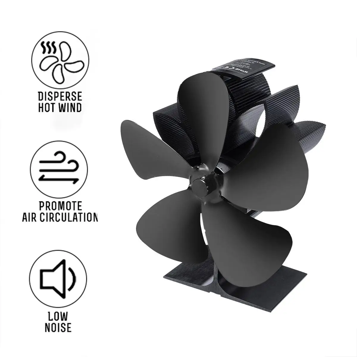 Черный камин 5 лопастной вентилятор для печи, работающий от тепловой энергии komin бревен горелки экологичный тихий вентилятор дома эффективное распределение тепла