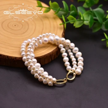 

GLSEEVO Original Design Classic Natural White Pearls Bracelets For Women Wife Anniversary Gifts Girls Minimalist Jewelry GB0198