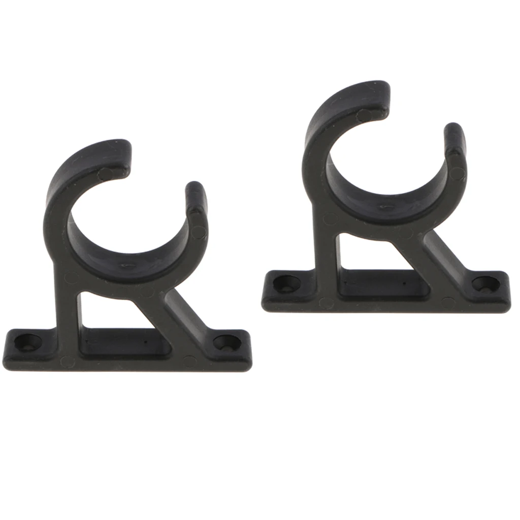 2pcs C-Shape Boat Hook Ladder Clamp Holder Bracket Clips Fit for 1-3/4 inch Ladders Tube, Black