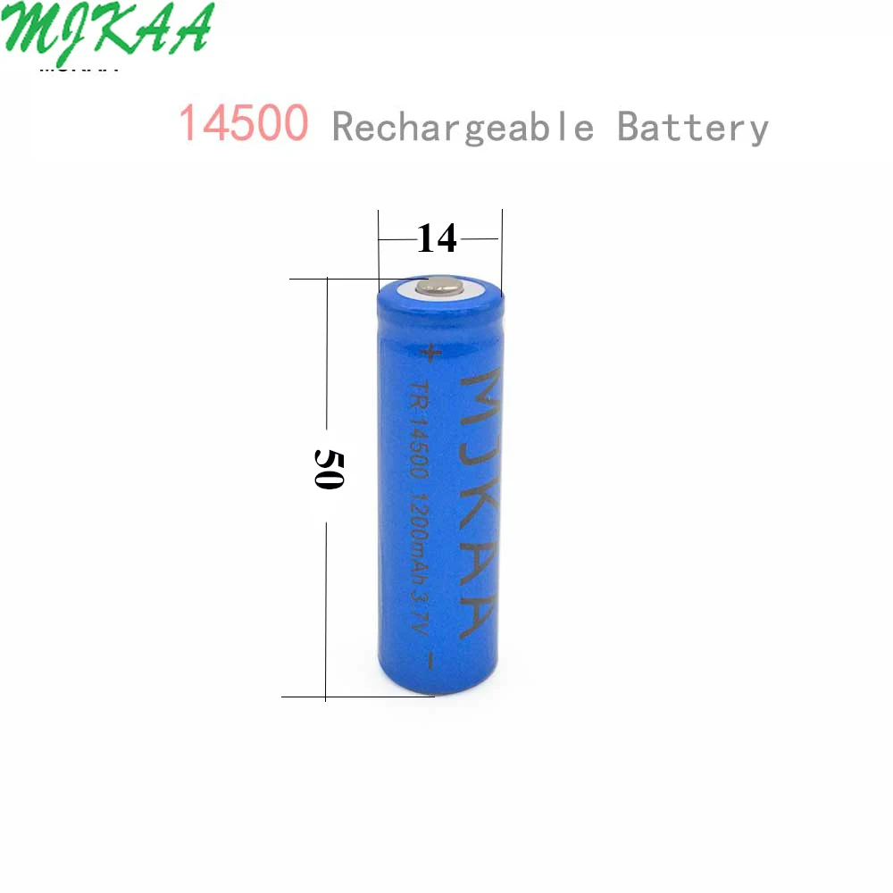 

MJKAA 1-4pcs 14500 1200mAh 3.7V Rechargeable Power High Discharge Power Bank Lithium Battery