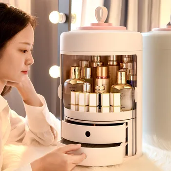 

2020 New Dust-proof Cosmetics Storage Box Rotating Drawer Skin Care Product Shelf Portable Makeup Box Container Desktop