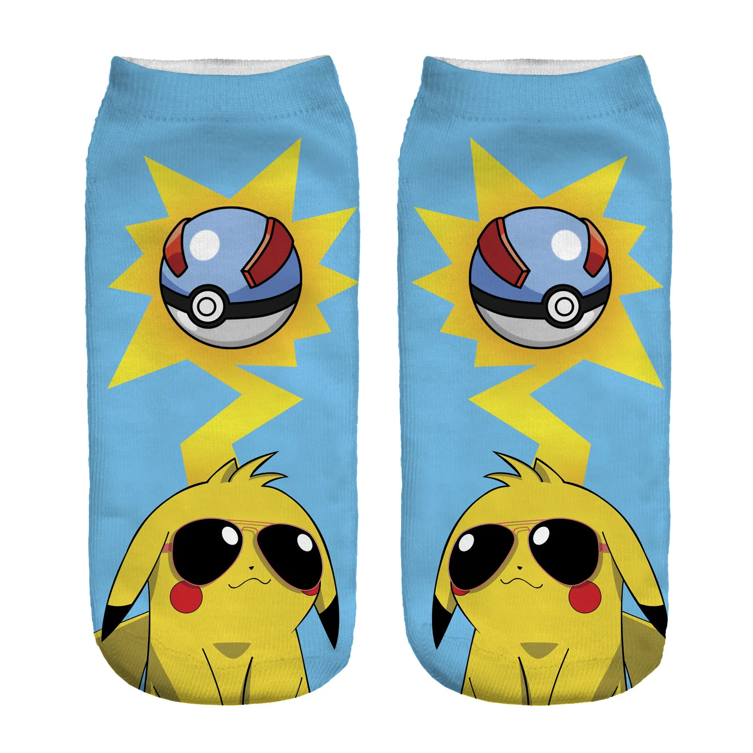 Kawaii Pokemon очки в виде Пикачу, хлопковые носки для девочек Забавные милые женские носки японские Короткие Носки с рисунком для мальчиков