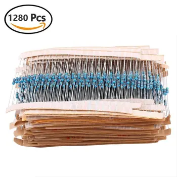 

64 values 1280pcs 1 ohm - 10M ohm 1/4W Metal Film Resistors Assortment Kit Metal film resistance package