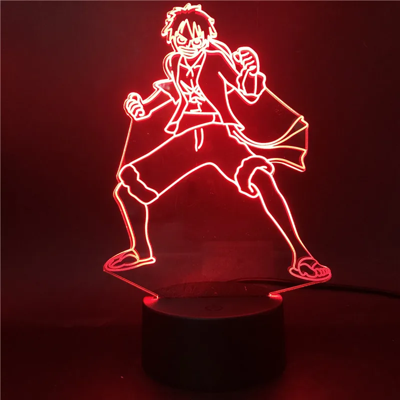 Anime ONE PIECE Monkey D Luffy Figure 3d Light for Kids Cool Colorful LED Night Light Child Bedroom Atmosphere Lamp Desk Lamp