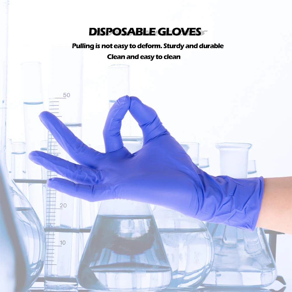 100pcs/set Nitrile Gloves Adult PPE Disposable Dustproof Cleaning Home Garden Gloves Food Mechanism Testing Household Cleaning