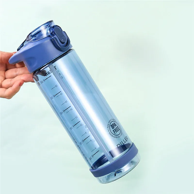 Прозрачная бутылка для воды с соломинкой портативный BPA бесплатно Тритан материал непротекающая чашка 550 мл 750 мл 850 мл фитнес-спортивный чайник