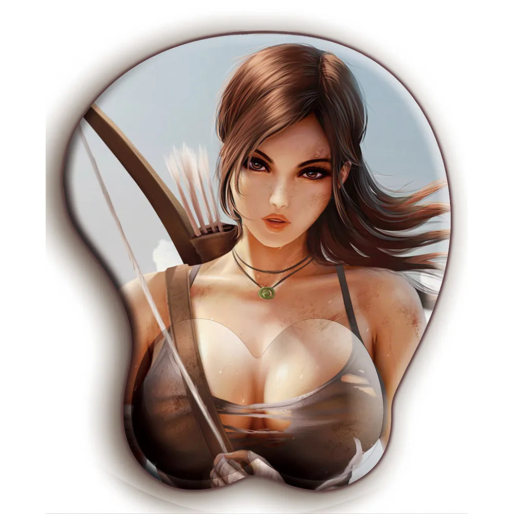 FFFAS мультфильм 3D Archer милая девушка грудь коврик для мыши силиконовый запястье