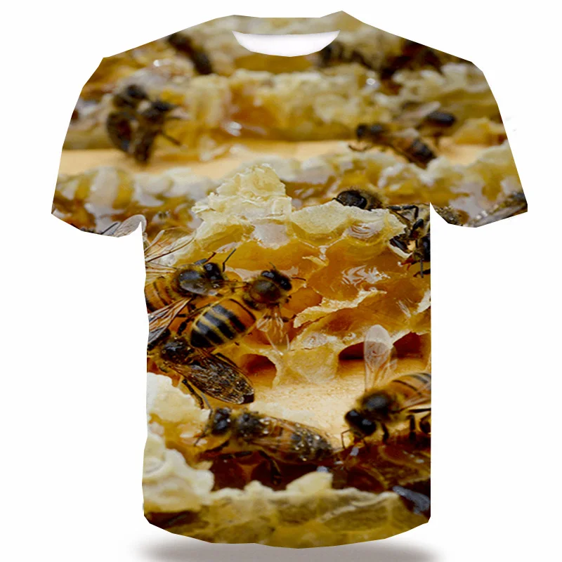 

UNEY Honey Bee T Shirt For Men Animal Short Sleeve Top Tees 3D Pattern T-Shirt Tops Greens Tees Bees Paint Tee