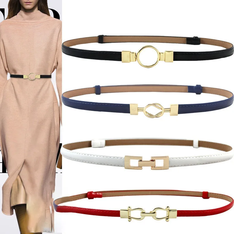 

Elastic Women Belt Strap Thin Adjustable Leather Female Belts Alloy Buckle Dress Waist Waistband Ceinture Femme Pasek Damski