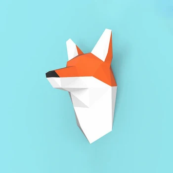 

3D Fox Head Animal Paper Model Toy High 35cm Home Decor Living Room Decor DIY Paper Craft Model Party Decoration Gift