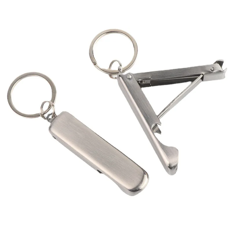 Ultra-thin Portable Folding Nail Clipper Compact Nail File Cutter Collapsible Fingernail Trimmer Clippers with Key Ring