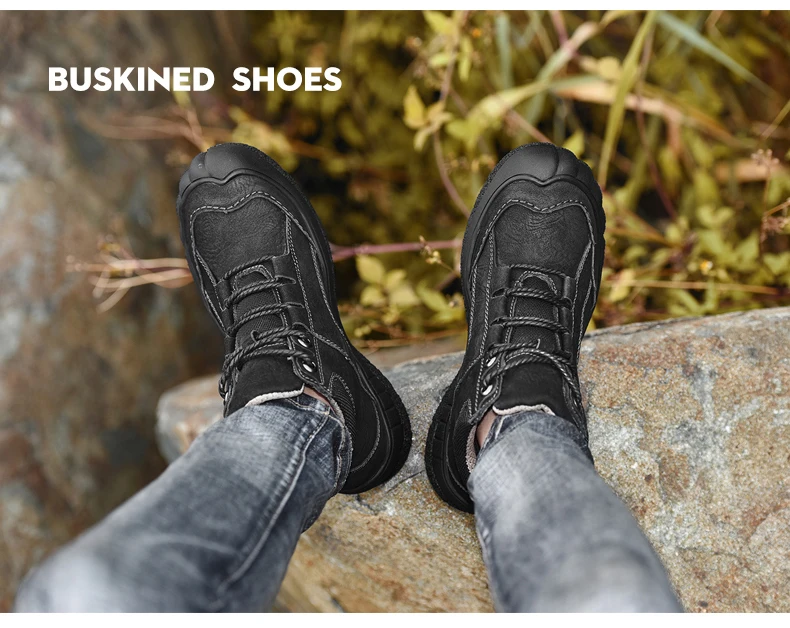 Мужские ботинки из натуральной кожи больших размеров качественные водонепроницаемые плюшевые зимние ботинки для взрослых водонепроницаемые ботинки осень-зима