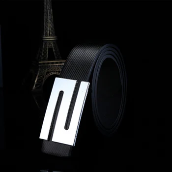 

Unisex Fashion Smoothing Casual Lock Letters Buckle Waistband Girdle Imitation Leather For Men Belt