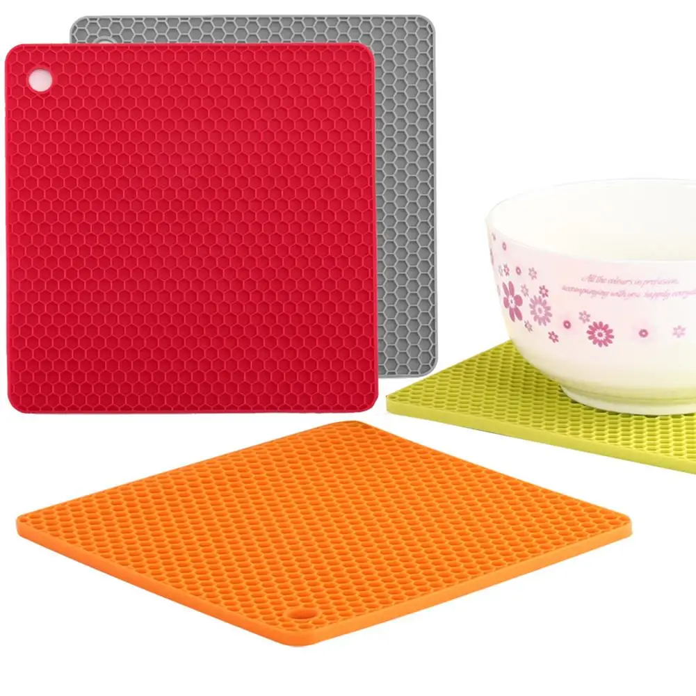 

New Square Honeycomb Silicone Heat Resistant Insulated Cushion Home Dining Table Mat