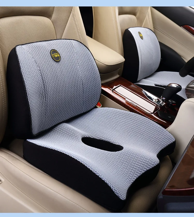 Orthopedic Memory Foam Thickned Car Seat Cushion Set Slow Rebound Office Chair Back Support Cushion Seat Support Lumbar Cushion