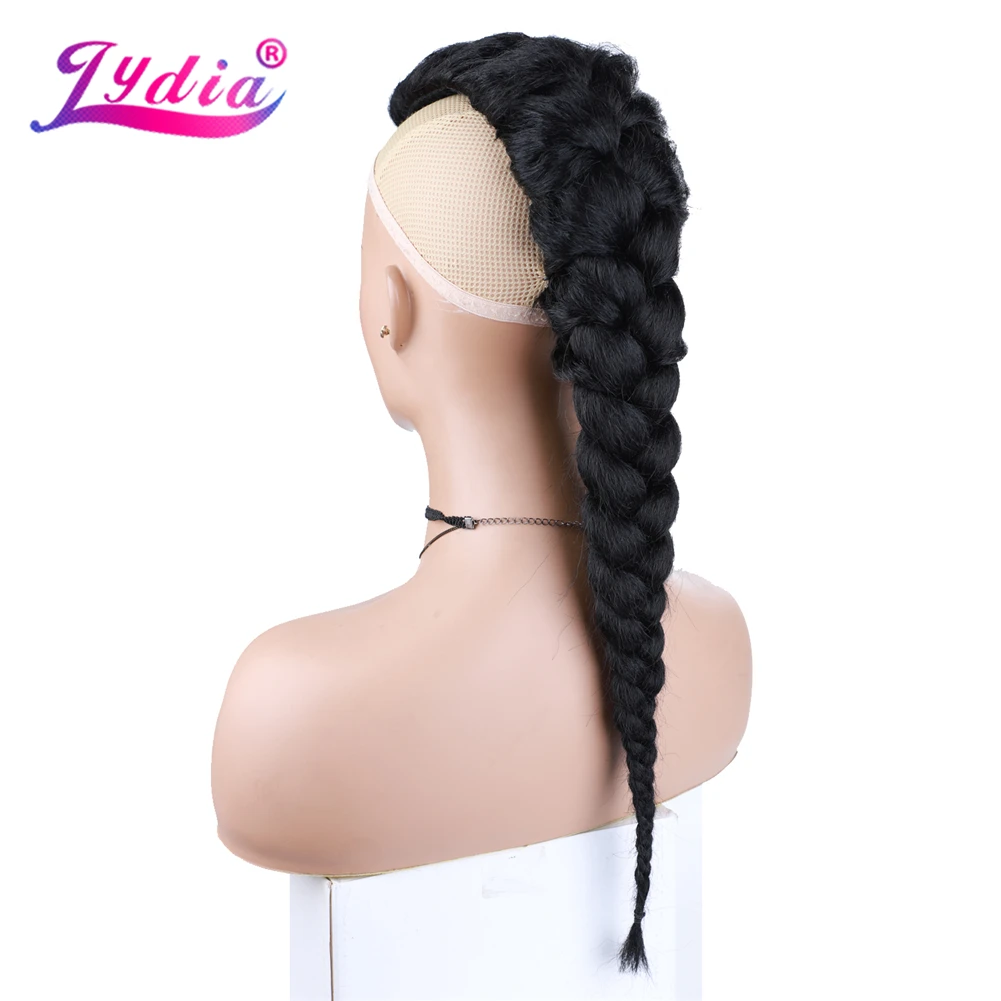 Clipes em Jumbo Rabo de Cavalo Lydia Polegada Sintético Alta Puff Afro Kinky Reta Meio-parte Peruca Natural Preto Trança Hairpiece 76cm 30 3 High Quality Apliques e perucas