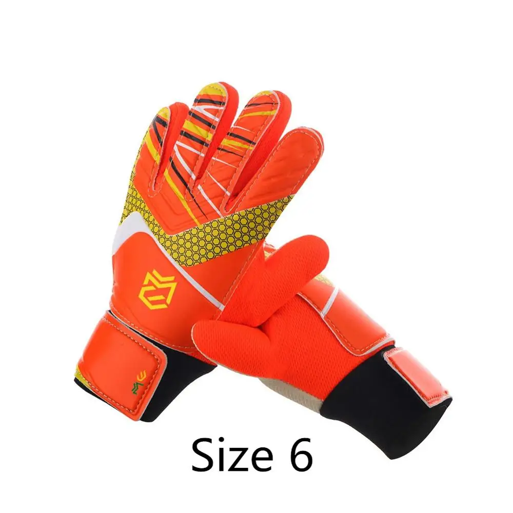 Orange Size 6 Профессиональные детские Студенческие футбольные вратарские перчатки, футбольные перчатки из натурального латекса, рукавицы для вратаря, 5 цветов, размер 5/6 - Цвет: Orange Size 6