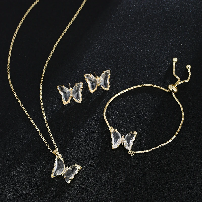 Tanio Emmaya Butterfly Glass romantyczna biżuteria dla nowożeńców bransoletka zestaw
