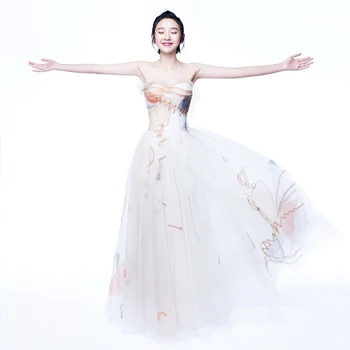 

New Sleeveless Brassiere embroidered Pengpeng mesh dress