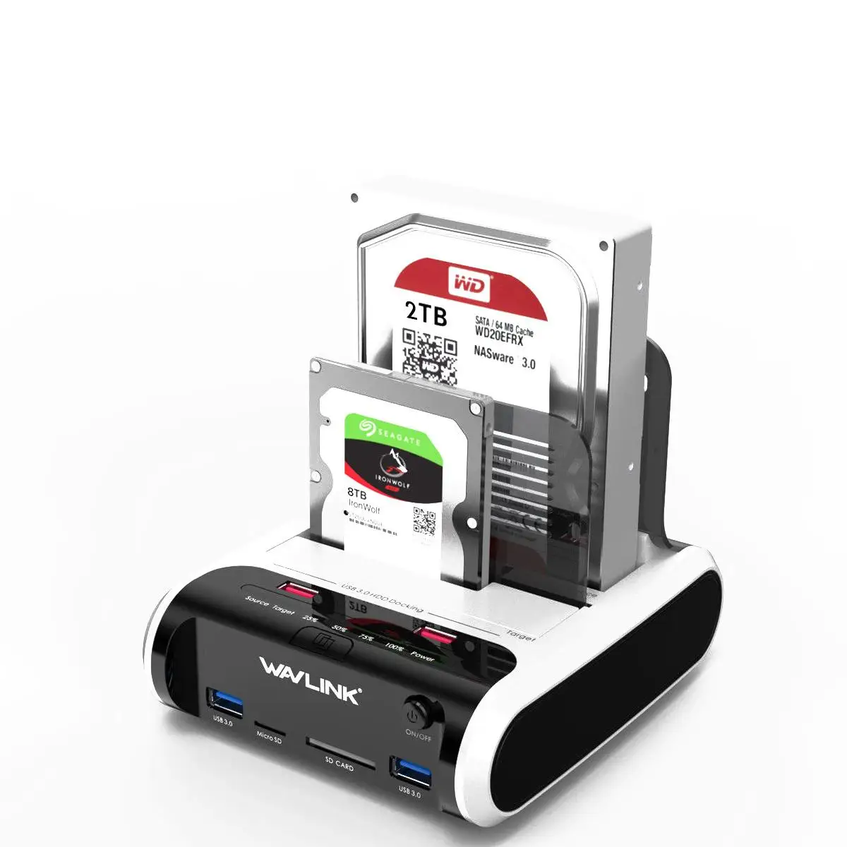 Wavlink 2,5 3,5 дюйма USB 3,0 на SATA двойной отсек жесткий диск Док-станция ж/офлайн клон и UASP кард-ридер для 2," и 3,5" HDD SSD