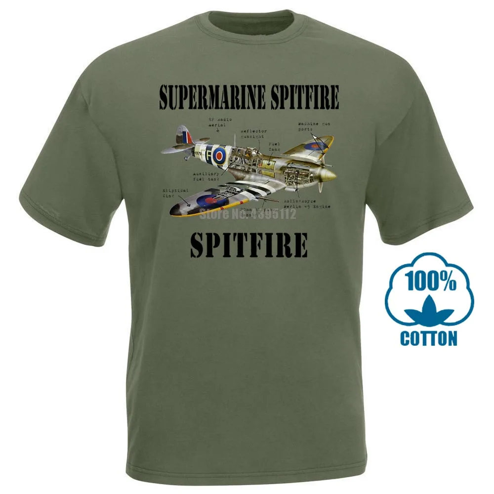 Ww2 суперморская Футболка с принтом Spitfire Airshow футболка самолет аэроплан подарок на день рождения - Цвет: Армейский зеленый