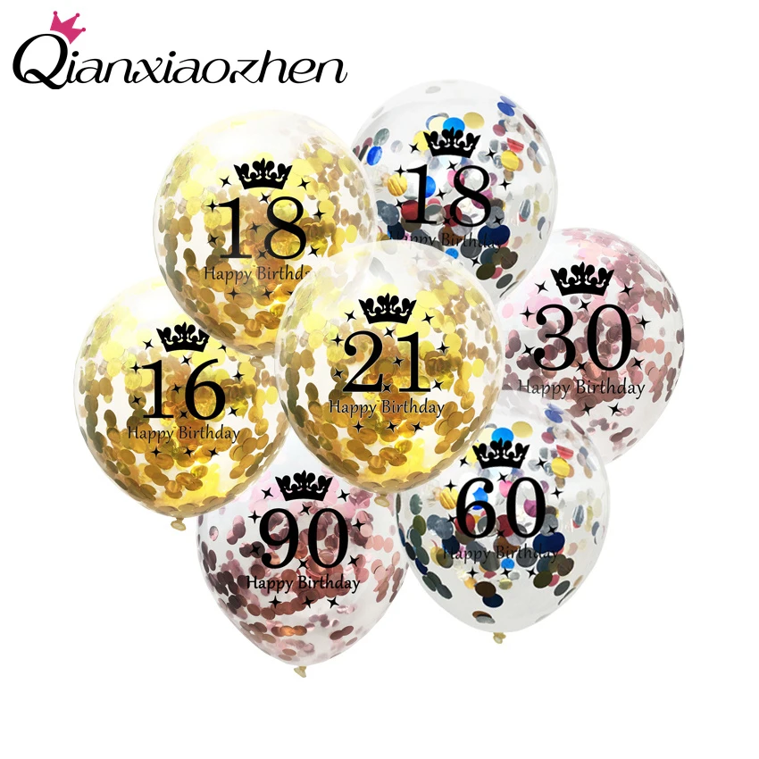 Qianxiaozhen 20 Pz Buon Compleanno Numero Palloncino Coriandoli Palloncino Decorazioni Per Feste Di Compleanno Adulto 16 18 21 30 40 50 60 70 80 90