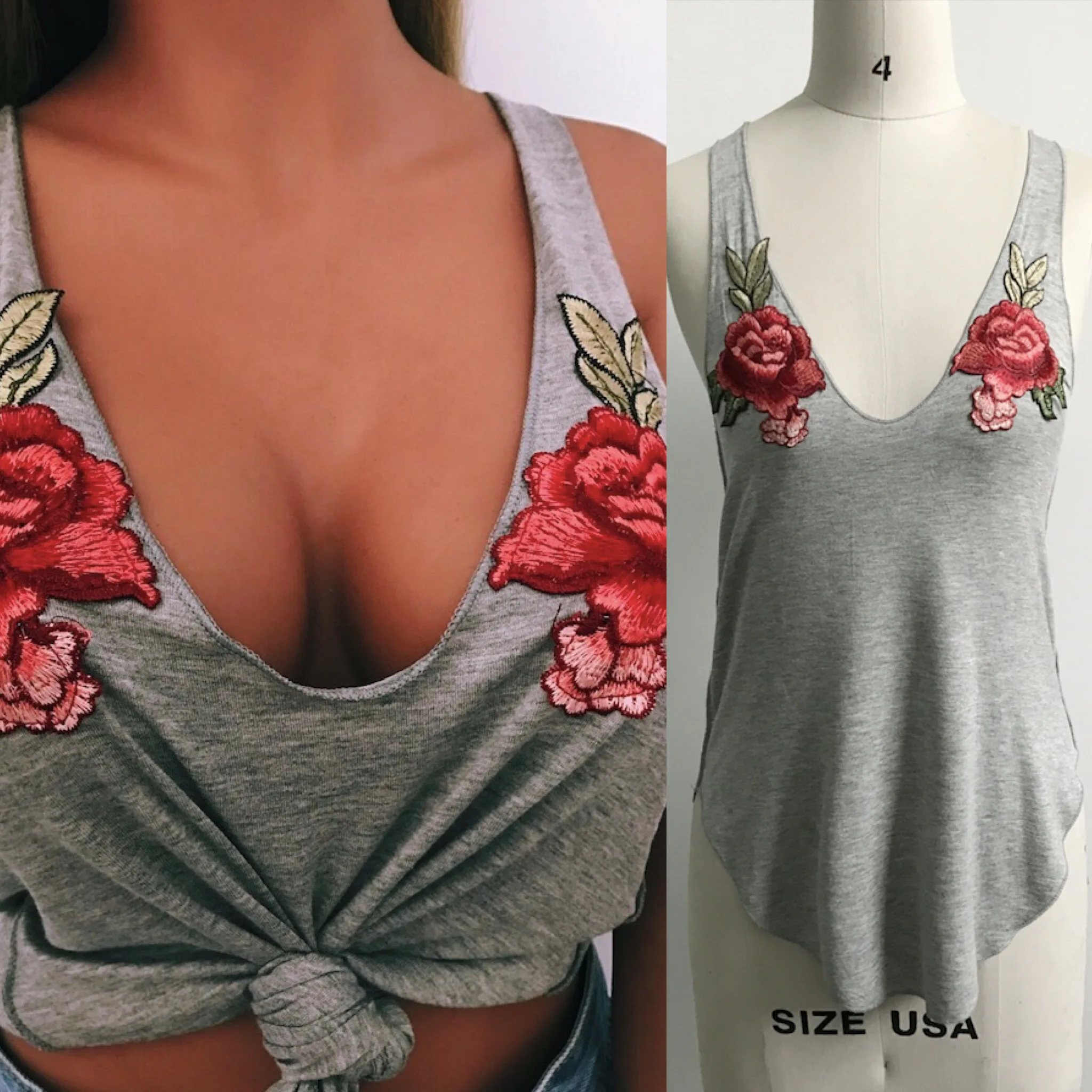 Плюс XXL Свободная Повседневная одежда Женская Летняя асимметричная белая черная розовая серая футболка сексуальный топ с глубоким круглым вырезом без рукавов с вышивкой