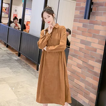 

Comfortable maternity dress new maternity dress fashion spring and autumn mid-length loose corduroy maternity skirt