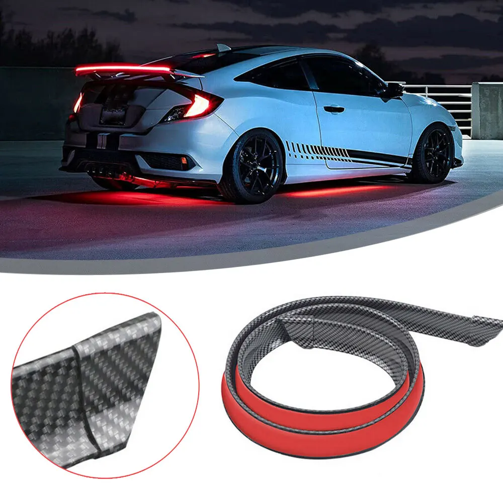 

Black Carbon Fiber Style Red LED Car SUV Tail Brake Light Trunk Roof Spoiler Lip Tail Lid Accessories
