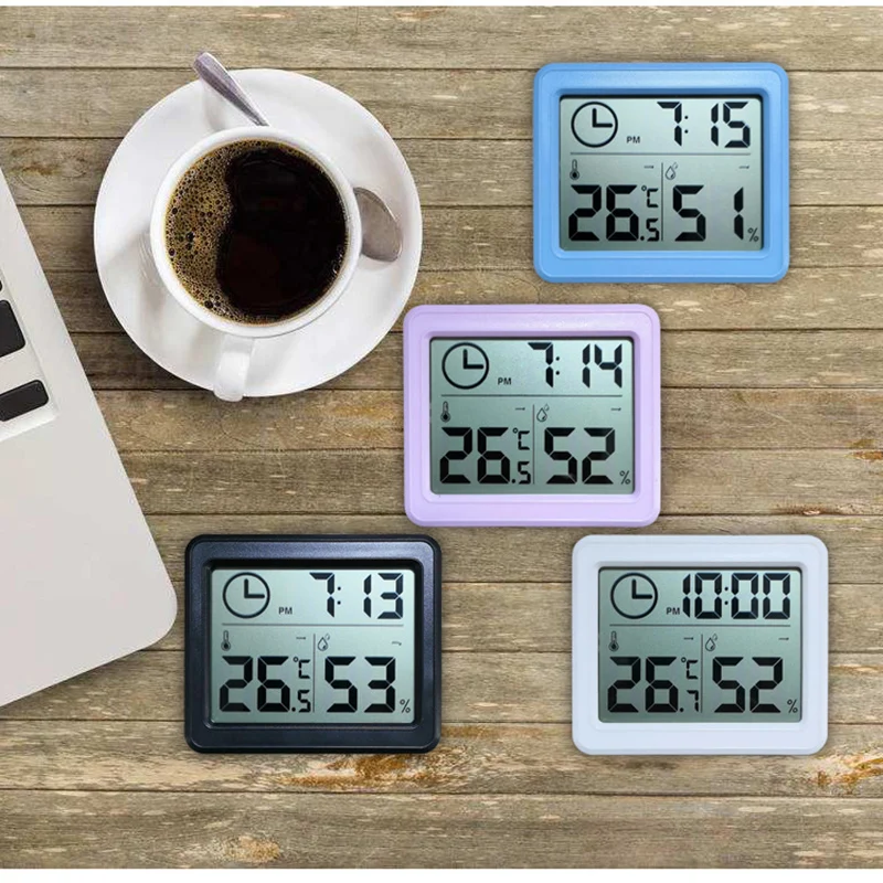 Цифровые часы для измерения температуры и влажности, большой ЖК-электронный термометр, счетчик-гидрометр с подставкой, гигрометр, измеритель влажности, цифровой