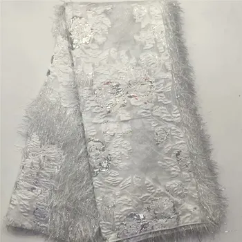 

Luxury African Jacquard Fabric Lace Nigerian French Tulle Lace white High Quality Brocade Lace Fabric for Wedding Party Dress