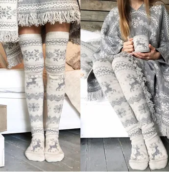 

Merry Christmas Elk Snowflake Women Cotton Socks Christmas Decoration For Home Xmas Gift Women Christmas Ornament New Year