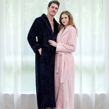 

Bath robe 2019 Winter Flannel Couples Bathrobe womens Pajamas High quality Comfortable Pyjamas Bath robe Homewear Pink Bath robe