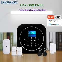 Système d'alarme de sécurité sans fil Tuya, wi fi, GSM, avec sirène stroboscopique, Compatible avec Alexa et Google App, pour maison connectée 