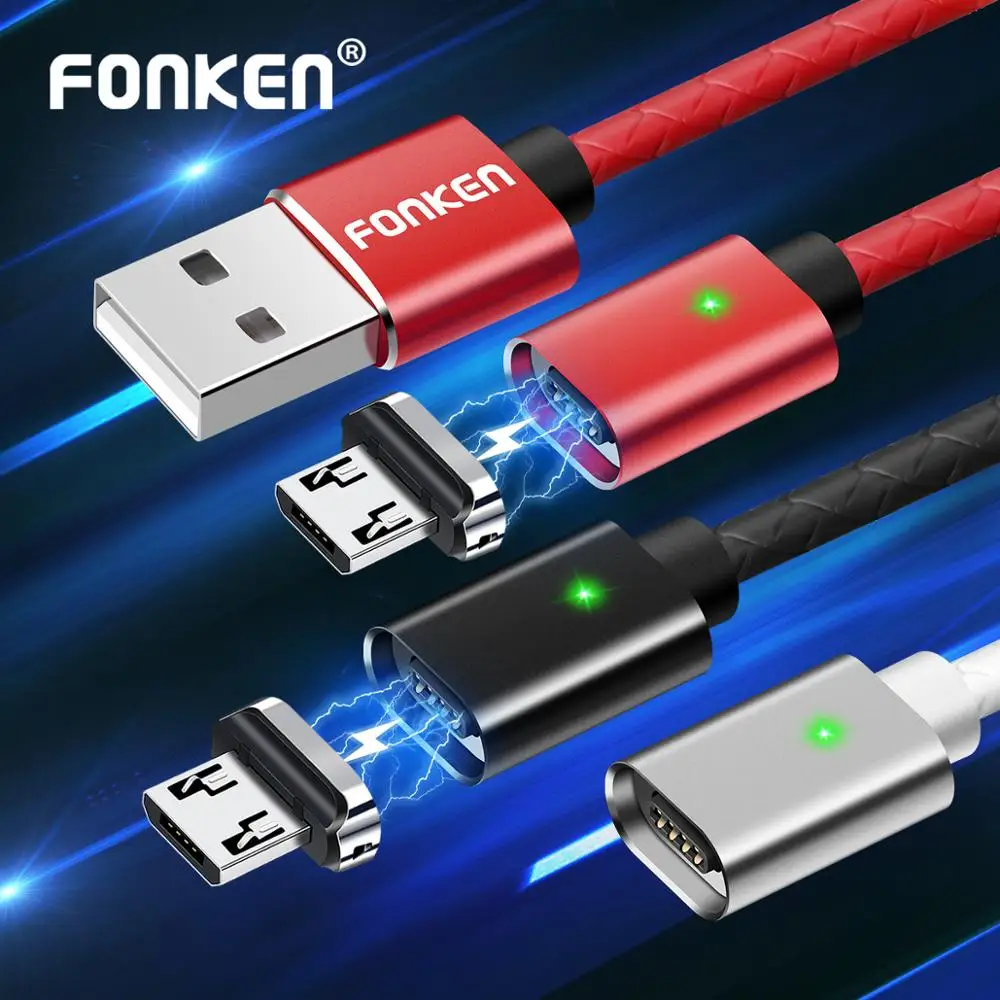 Магнитный кабель Micro USB и Type C FONKEN для быстрой зарядки синхронизации данных