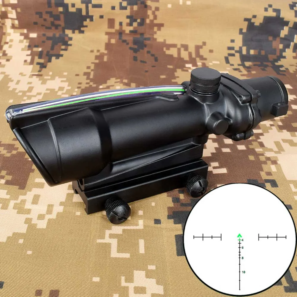 ACOG 5x35 Hunting Riflescope Dual Illuminated Chevron Red Green Cross Fiber Scope Reticles Tactical Rifle Optical Sight - Цвет: Золотой