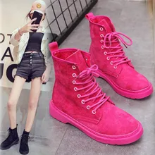 Летние розовые женские ботильоны в байкерском стиле; женские ботинки на танкетке; зимние ботинки на платформе со шнуровкой; сезон осень-зима; Botas Mujer