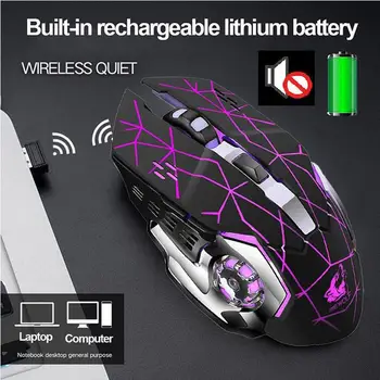 

X8 Wireless Gaming Mouse Rechargeable Wireless Silent LED Backlit Gaming Mouse USB Optical Mouse for PC r30