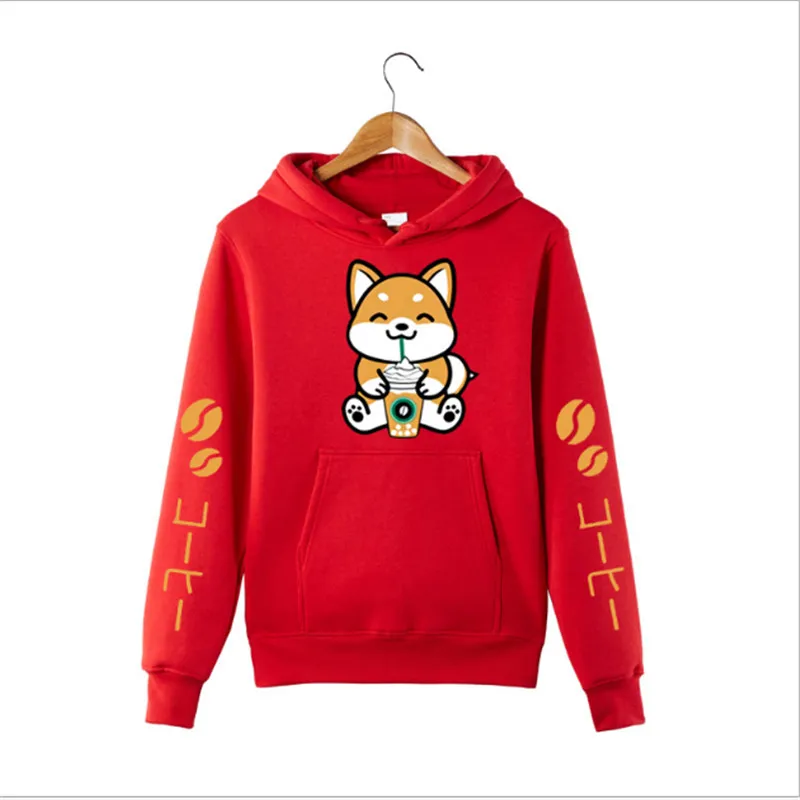 Кофе Frappe Шиба ину худи Толстовка с капюшоном Harajuku Kawaii худи Толстовка с капюшоном