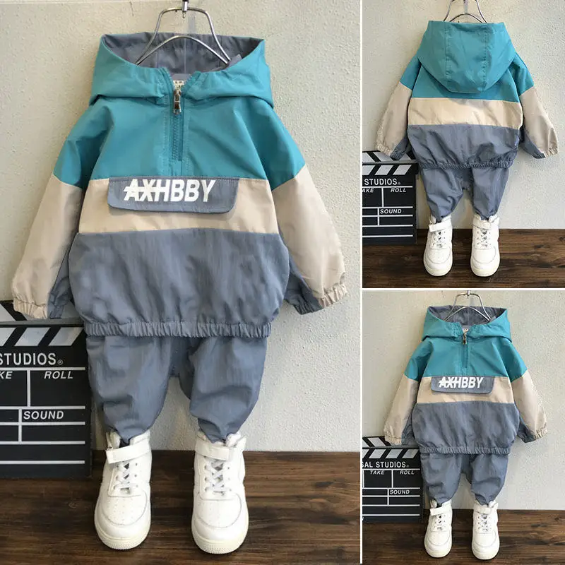 

Boys Sports Set Spring Autumn Casual Toddler Teens Boys Clothes Color Matching Coat Pant Children Clothing Set Kids Tracksuits