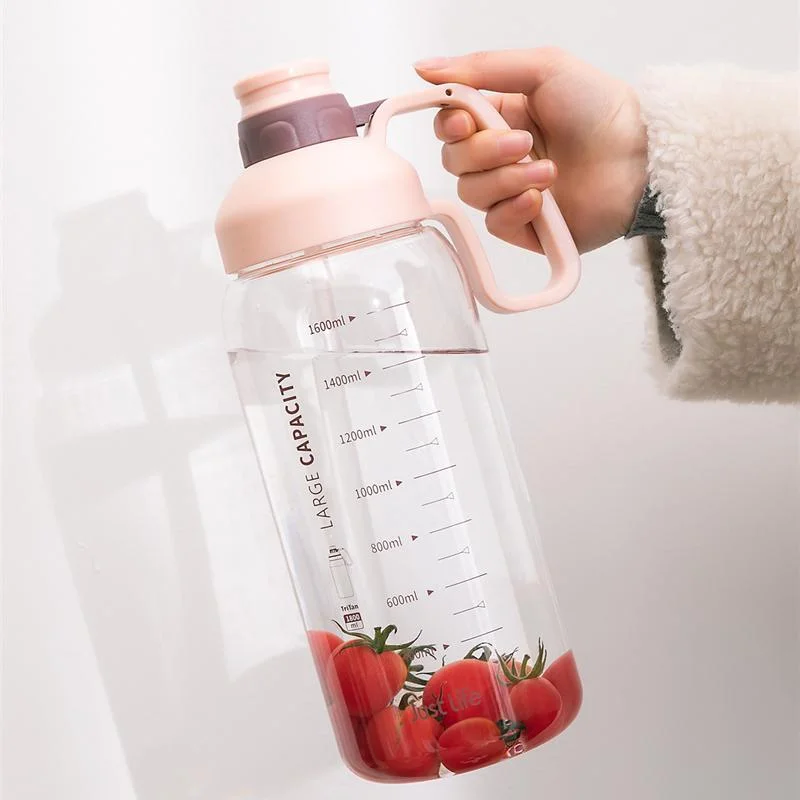 

1800ml Large Capacity Tritan Sports Tea Kettle Portable Handle Straw Water Bottle Scale