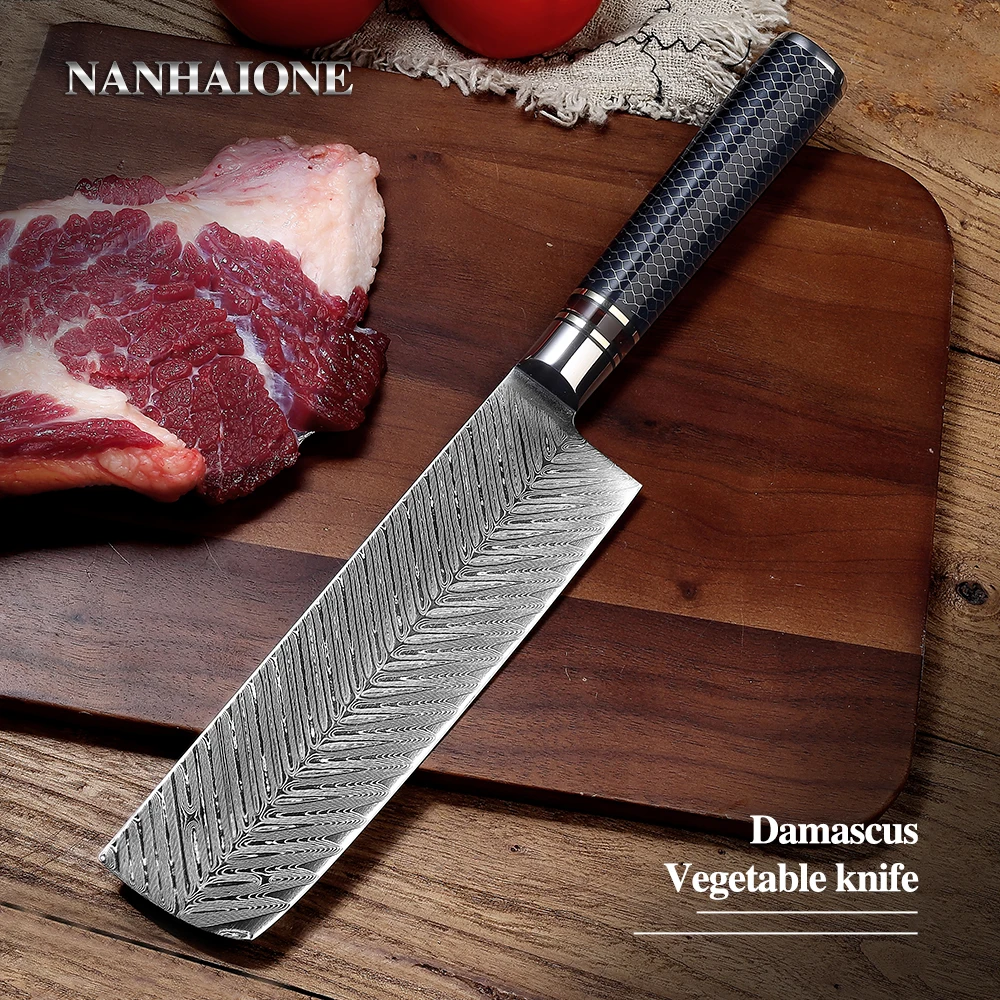 Японские кухонные ножи NANHAIONE Nakiri Usuba для овощей 7 дюймов 67 слоев VG 10 дамасская