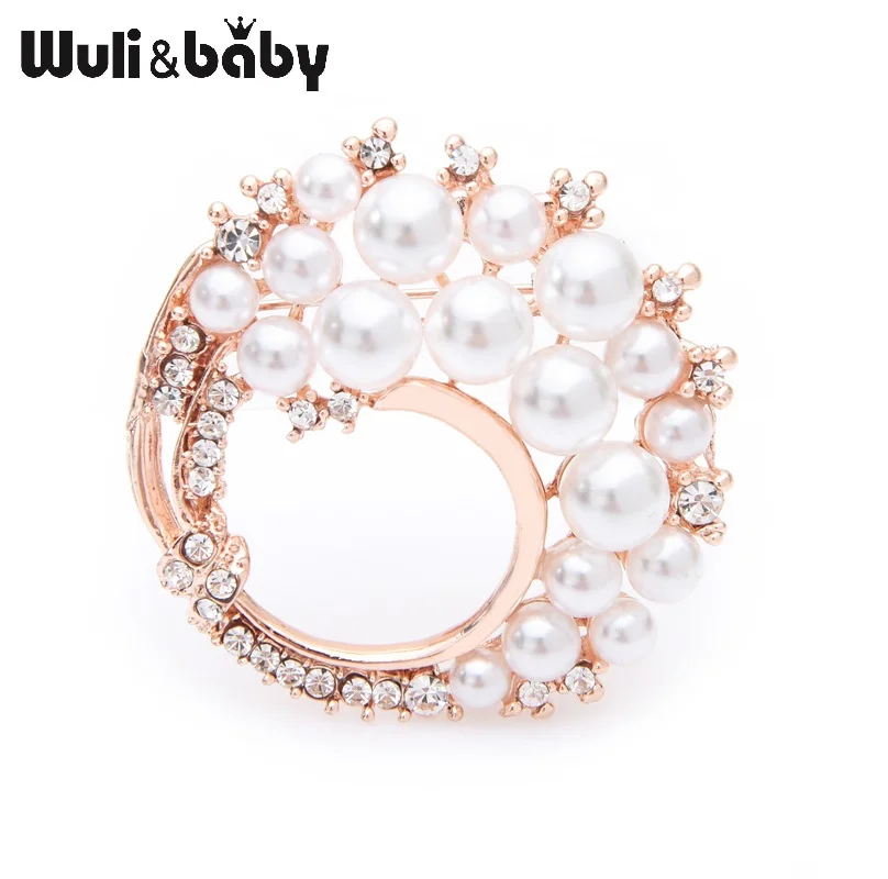 Wuli& baby, искусственный жемчуг, венок, цветок, броши, сплав, круглая свадебная брошь, булавки для женщин, подарки