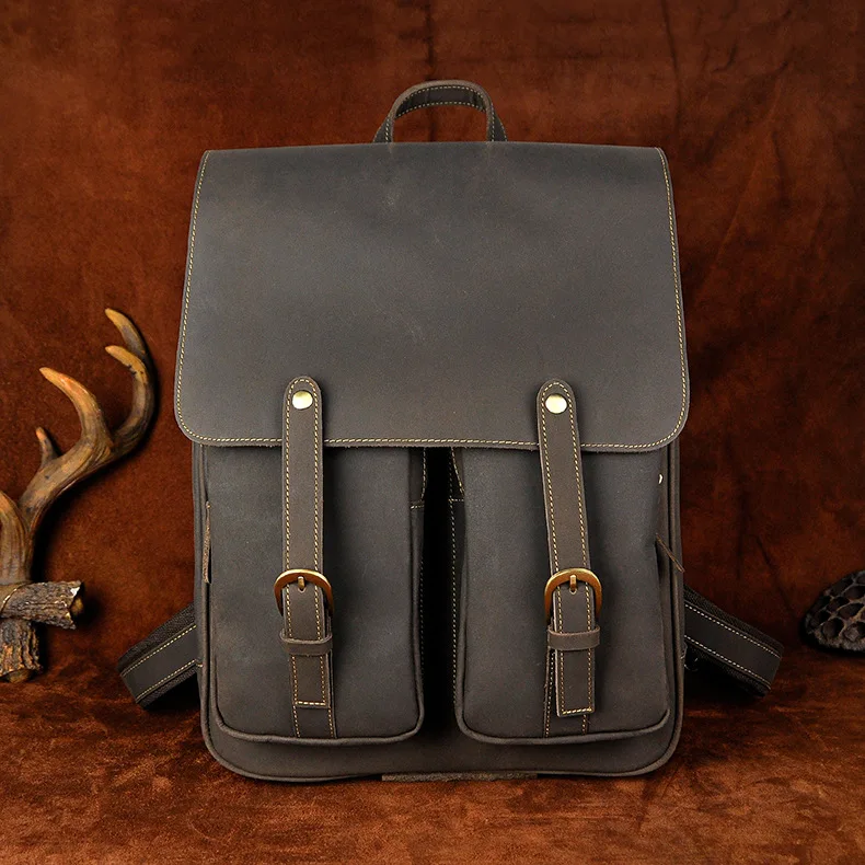 Вертикальная мужская сумка, деловой чехол из натуральной кожи Crazy horse,, Mochilas Para Hombre, Винтажный Мужской рюкзак, большая ВМЕСТИТЕЛЬНОСТЬ