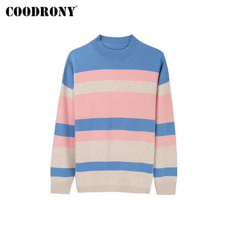 COODRONY Brand 2020 Autumn Winter New Merino Wool Female Jumper Streetwear Elegant Striped Slim Pullover Sweaters Women W1174